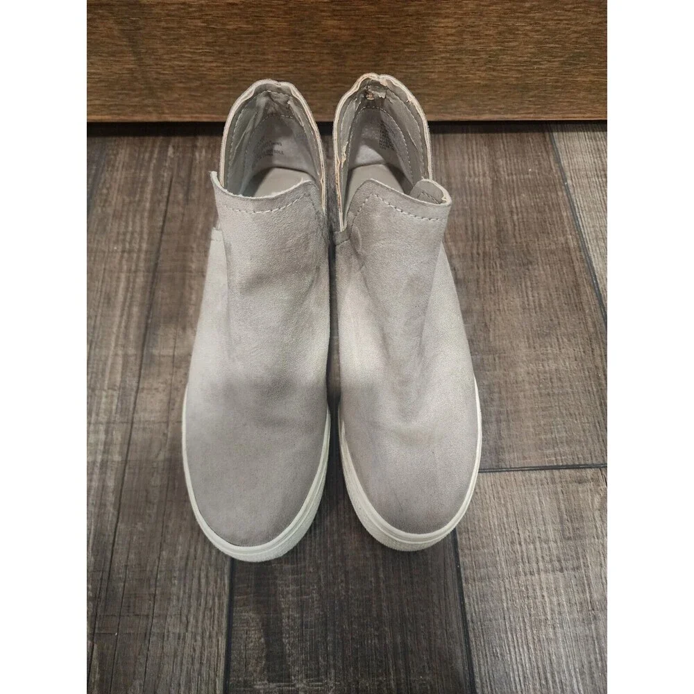 STEVE MADDEN Grey SUEDE  HIGH TOP WEDGE SLIP ON SNEAKERS WOMEN'S 5.5M